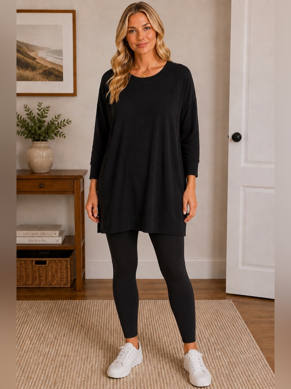 Nally & Millie Black Knit Crewneck Top